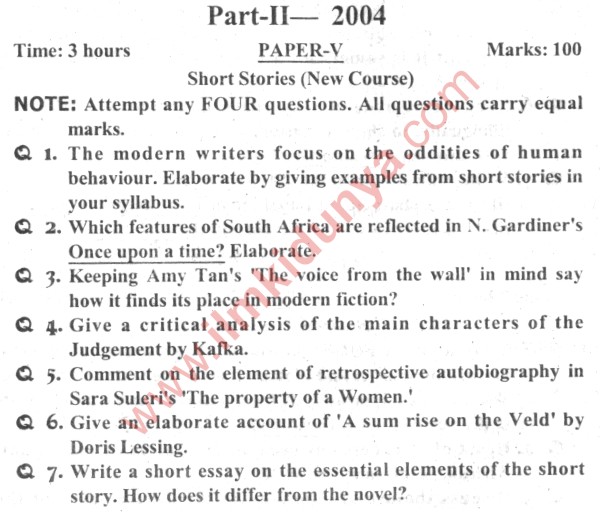 past-papers-2004-punjab-university-ma-english-part-2-short-stories