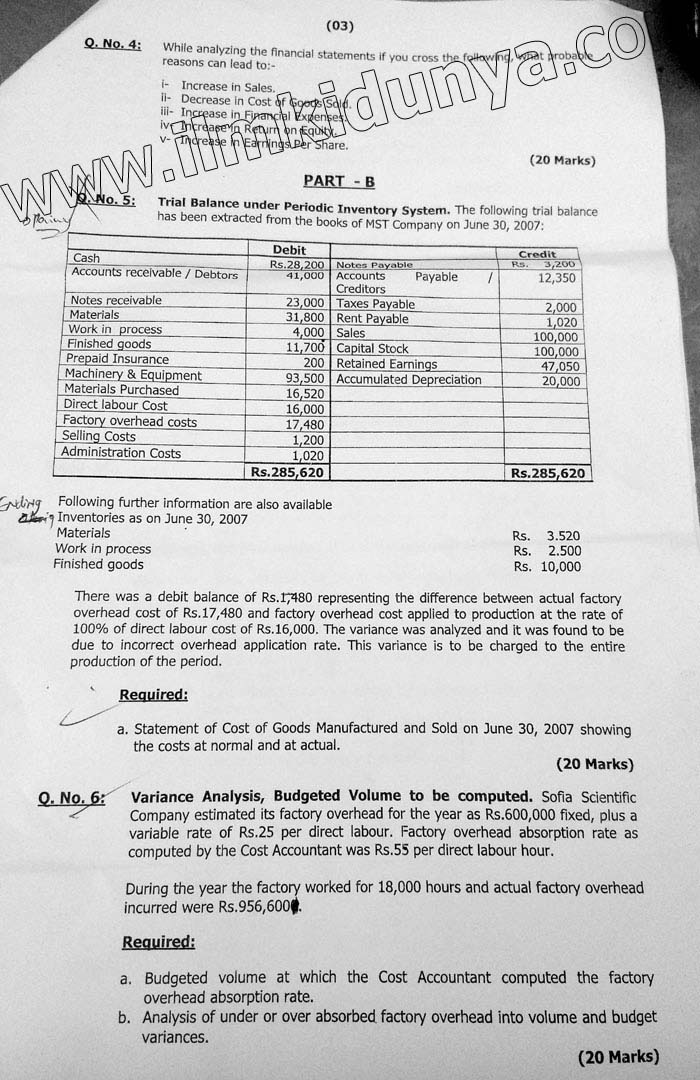 PMS Past Paper 2016 Commerce Paper I